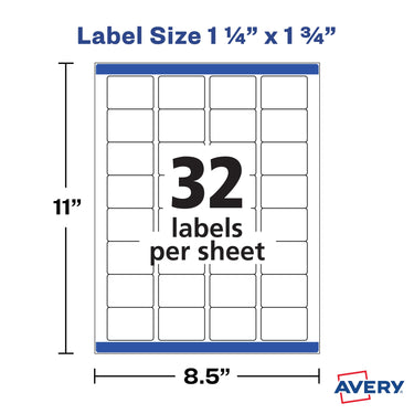 Avery Printable Blank Rectangle Labels, 1.25